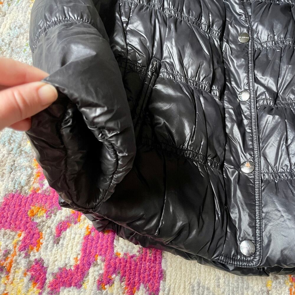 Burberry Black Goose Down Quilted Puffer Jacket sz M Medium Coat Shiny - Picture 5 of 12